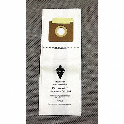TOUGH GUY 3ZJJ6 Vacuum Bag Paper 2-Ply Reusable PK3