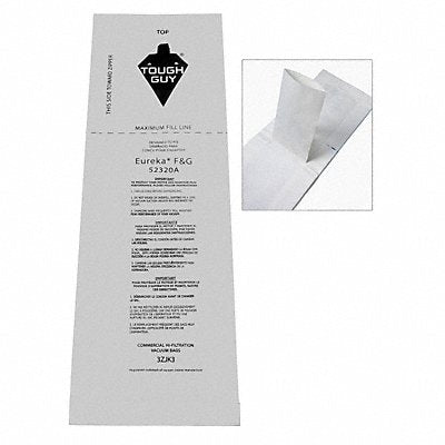 TOUGH GUY 3ZJK3 Vacuum Bag Paper 1-Ply Reusable PK10