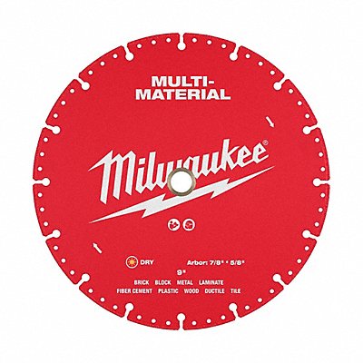MILWAUKEE 49939609 Diamond Saw Blade Diam 9 Arbor 5/8 7/8