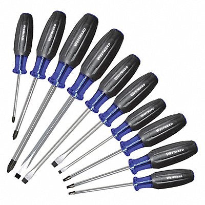 WESTWARD 401L82 Mag Tip Screwdriver Set NmPcs10