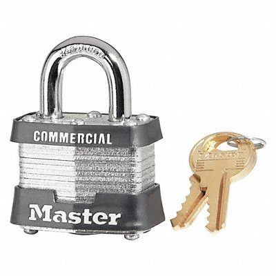 MASTER LOCK 3KA0464 Keyed Padlock 5/8 in Rectangle Silver