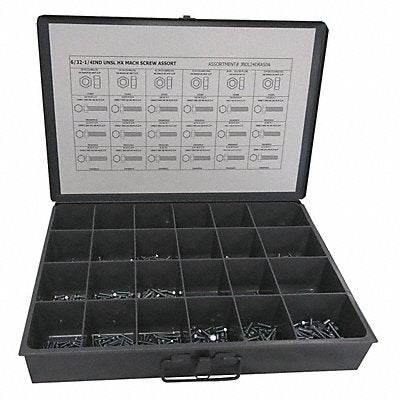 GRAINGER JBDL24DRA50A Nut/Screw Assort Hex 1200pcs Zinc Plated
