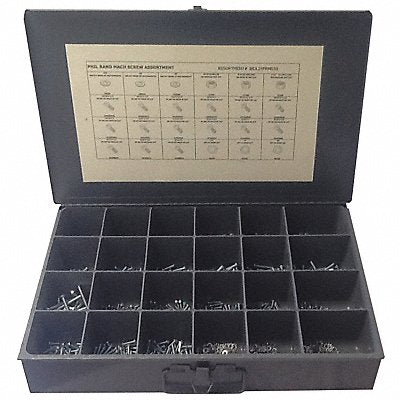 GRAINGER JBDL24FHMS50 Nut/Screw Assort Slotted 750pcs Zinc