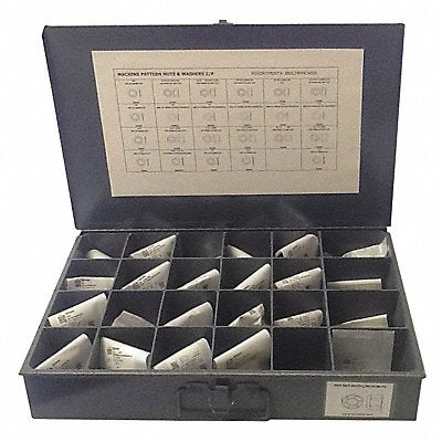 GRAINGER JBDL24HNLWLN Nut/Washer Assort Hex 575pcs Zinc Plated