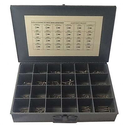 GRAINGER JBDL24JJF Screw Assortment 600 pcs. 1/2 to 2 L