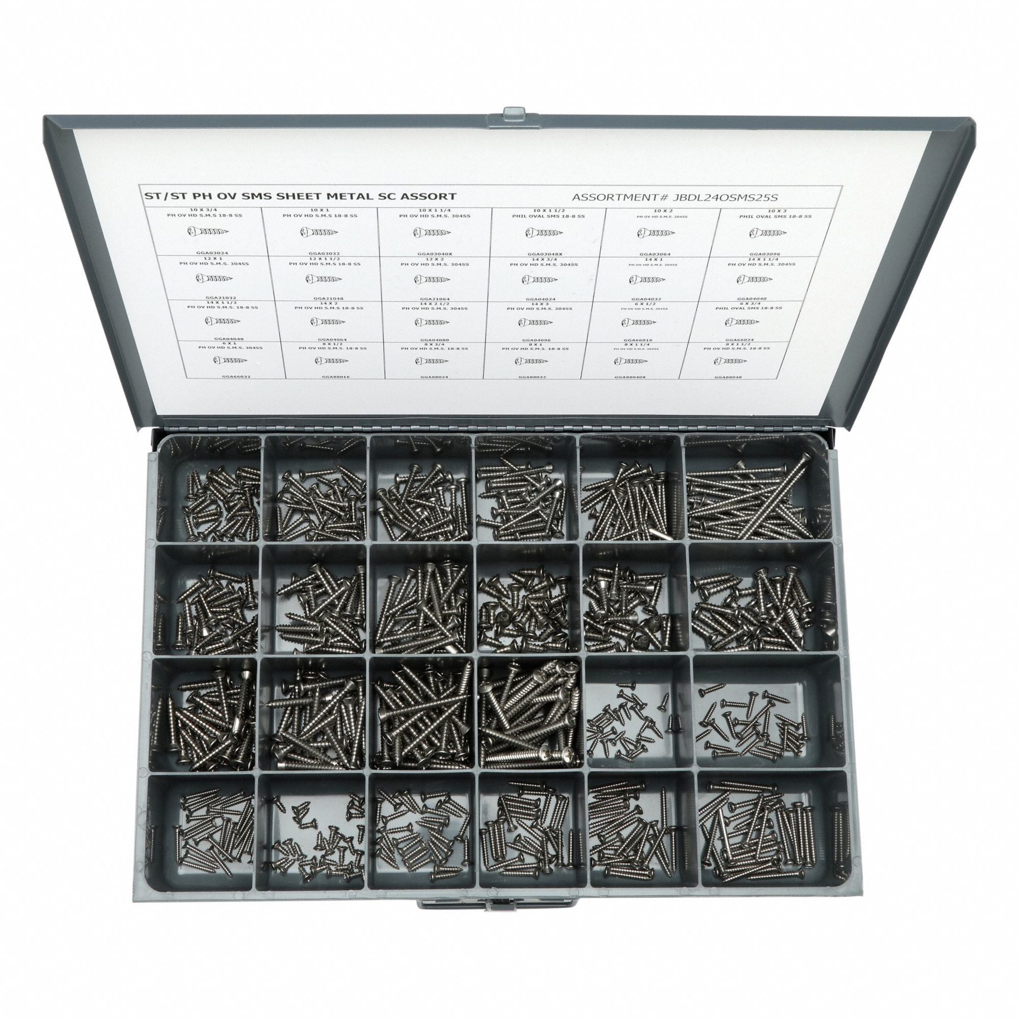 GRAINGER JBDL24OSMS25S Sheet Metal Screws 600 pcs.