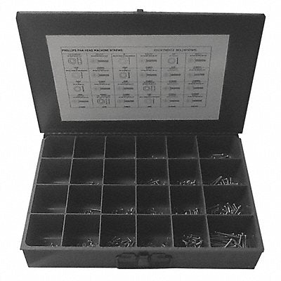 GRAINGER JBDL24PHPNMS Fastener Assort Phillips 1200pcs Zinc
