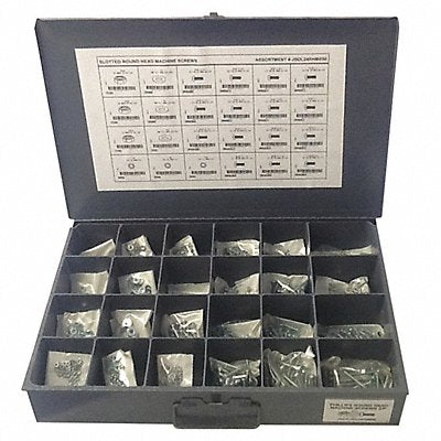 GRAINGER JBDL24RHMS50 Fastener Assort Slotted 1200pcs Zinc