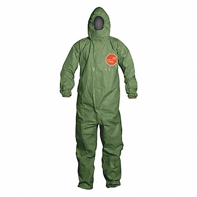 DUPONT QS127TGRMD000400 J6007 Coveralls M Grn Tychem 2000 SFR PK4