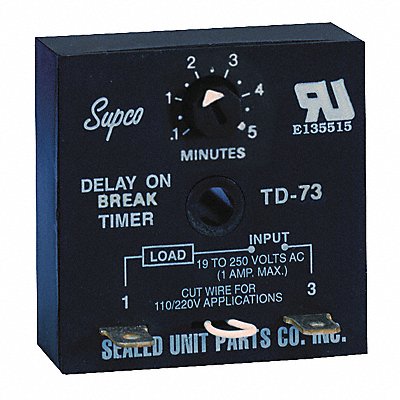 SUPCO TD73 Single Function Encapsulated Timing Relay 250VAC 2Pins