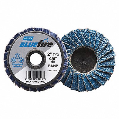 NORTON 77696090177 J5075 Flap Disc 2 in Dia P60 Grit Type 27