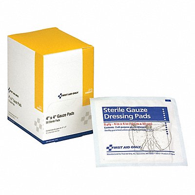 FIRST AID ONLY J213 Gauze Pad White 4 L 4 W PK50
