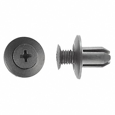 GRAINGER 9287PK Nylon Retainers Black Dome 12mm L PK10