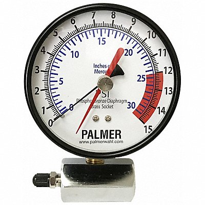 WAHL 40KBDLA15Hg K4555 Gas Test Gauge 15 PSI-30 In Hg