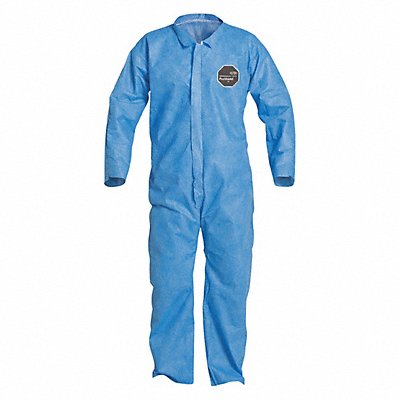 DUPONT PB120SBU3X002500 H3322 Collared Coveralls 3XL Blue SMS PK25