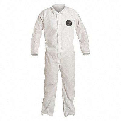 DUPONT PB120SWHXL002500 H3322 Collared Coveralls XL White SMS PK25