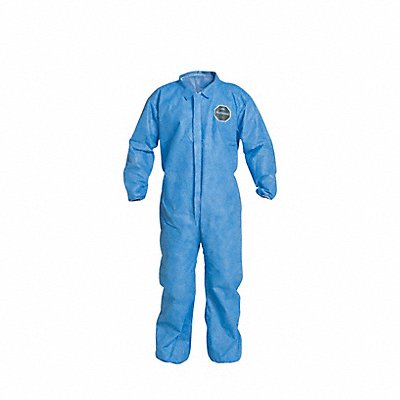 DUPONT PB125SBUXL002500 H3333 Collared Coveralls XL Blue SMS PK25