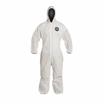 DUPONT PB127SWHMD002500 H3337 Hooded Coveralls M White SMS PK25