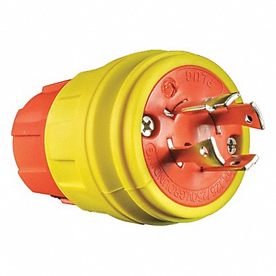 ERICSON 2320PW6PAM WT Locking Plug 20 A Yellow Elastomer 4Blds