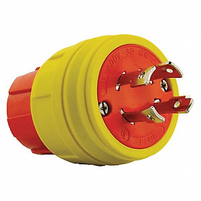 ERICSON 2526PW6PAM WT Locking Plug 30 A Yellow Elastomer 4Blds