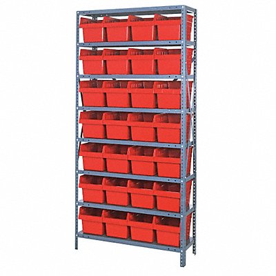 QUANTUM STORAGE SYSTEMS 1875SB808RD H2213 Bin Shelving 18inx75inx36in Red