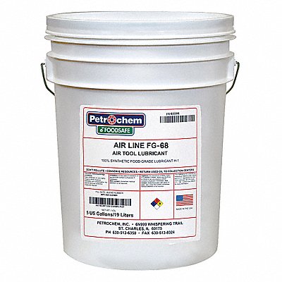 PETROCHEM FOODSAFEAIRLINETOOLFG68005 Air Tool Lubricant Synthetic Base 5 gal.