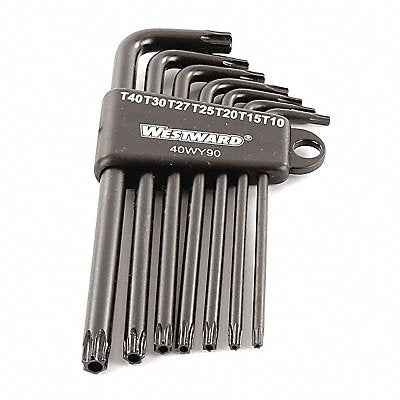 WESTWARD 40WY90 Torx Key Set L Shape 3 1/2 to 5 5/32 in