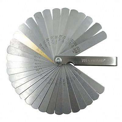 WESTWARD 40XA75 Feeler Gauge Steel 32 Blade