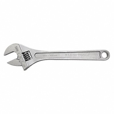 KLEIN TOOLS 50712 Adjustable Wrench 12 1-1/2 Cap. Chrome