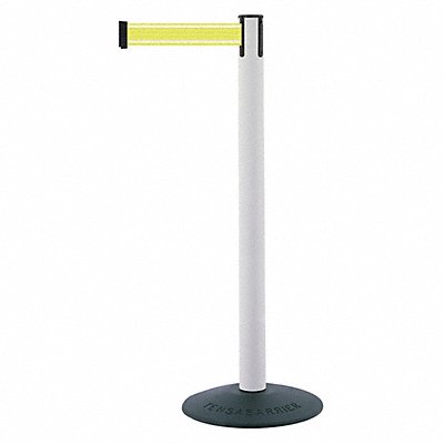 TENSABARRIER 87532STDY5NVC Barrier Post with Belt White Post 38 H