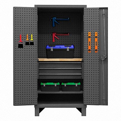 DURHAM MFG HDCDPWT2436783M95 Combo Drawer Pegboard Cab 78 H 36 W Grey