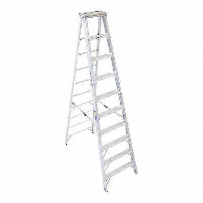 WERNER 410 Stepladder Aluminum 10 ft H 375 lb Cap.