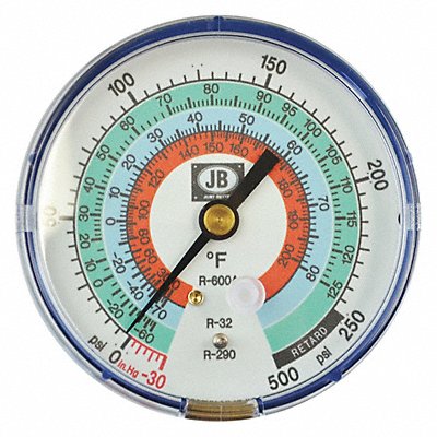 JB INDUSTRIES M2600 Low Side Pressure Gauge 3-1/8 Diameter