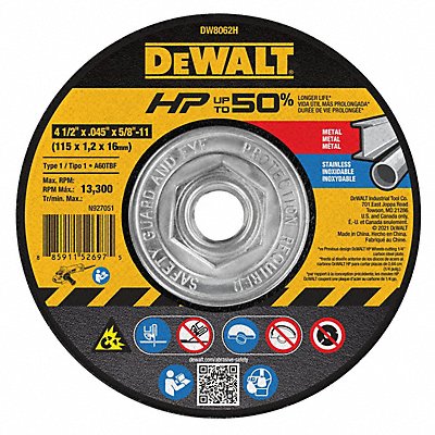 DEWALT DW8062H Abrasive Cut Off Wheel 0.045 Thick