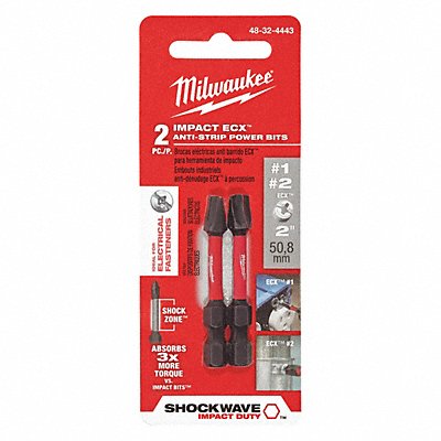 MILWAUKEE 48324443 Impact Bit 1/4 Hex Shank Sz PK2