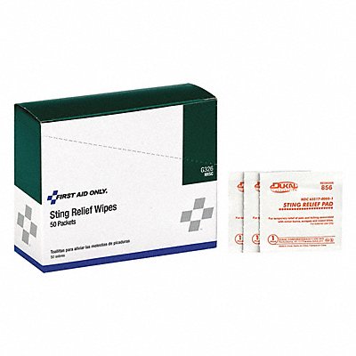 FIRST AID ONLY G326 Bite/Sting Relief Wipes 50ct
