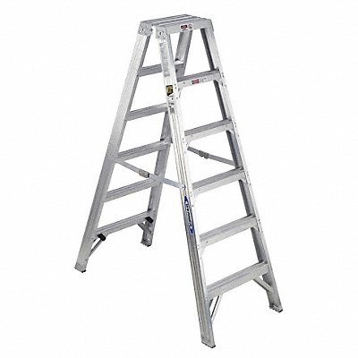 WERNER T406 Stepladder T400 H 6 ft Spread 50-1/4 In