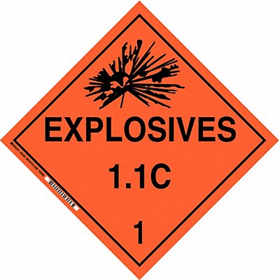 BRADY 63302 DOT Container Placard 10-3/4 Label W