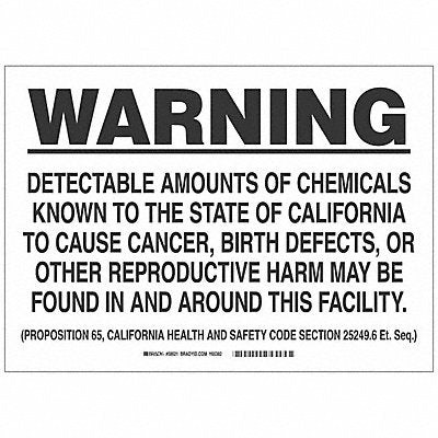 BRADY 89015 Chemical Sign 5 x 6In Black on White