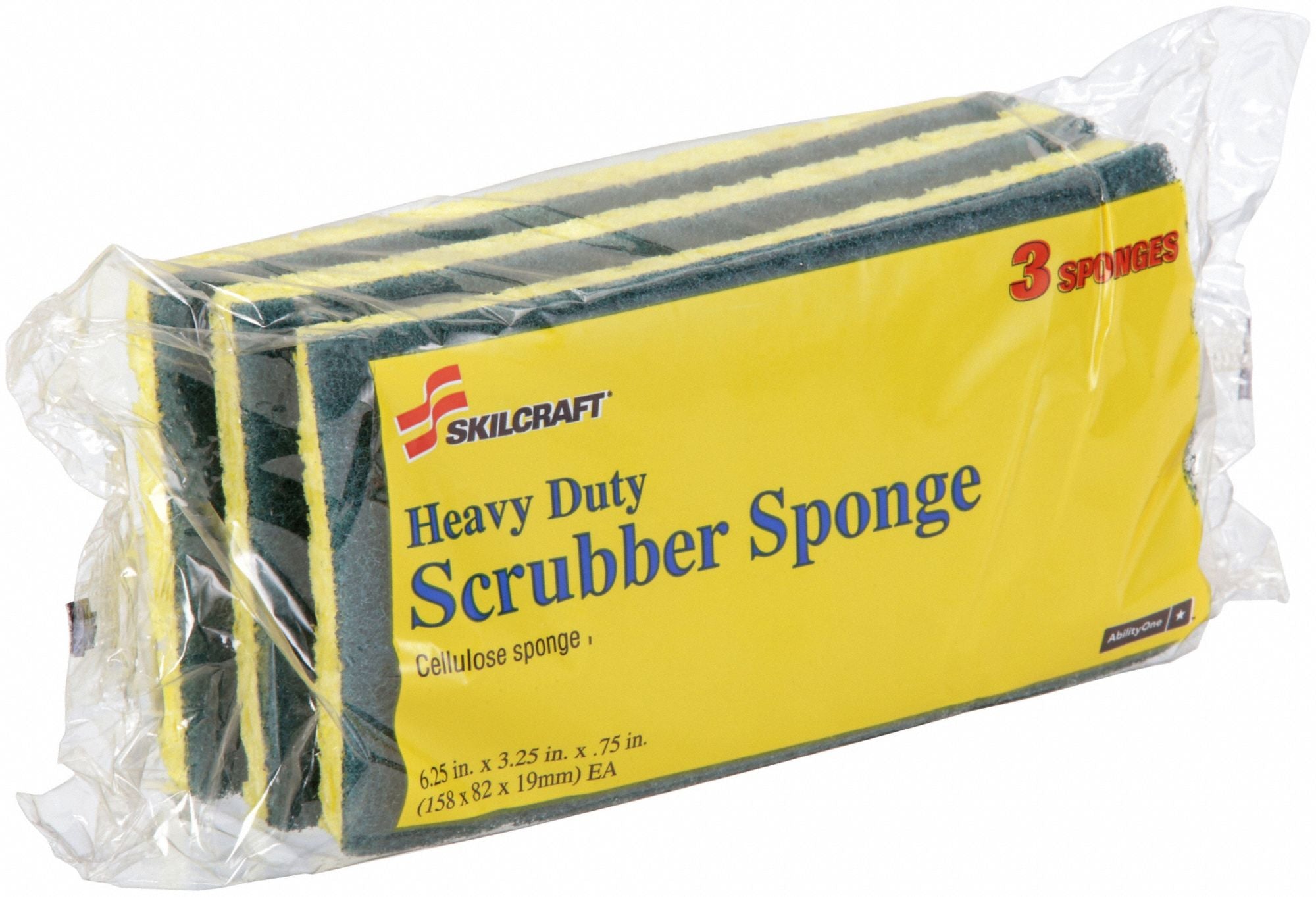 ABILITY ONE 7920020000000 Scrubber 6 1/4 in L Green/Yellow PK3