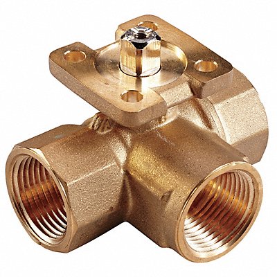 JOHNSON CONTROLS VG1845AD HVAC Ball Valve Three-Way Brass 1/2 in