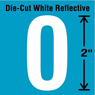 STRANCO INC DWR205 Die-Cut Reflective Number Label 0 2In H PK5