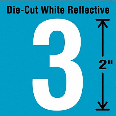 STRANCO INC DWR235 Die-Cut Reflective Number Label 3 2In H PK5