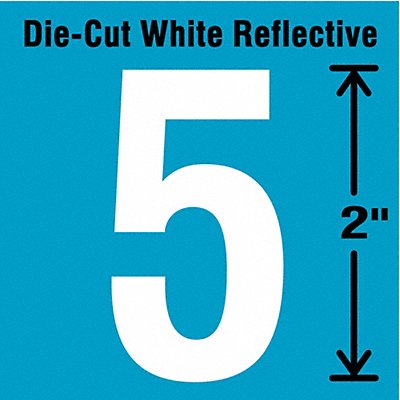 STRANCO INC DWR255 Die-Cut Reflective Number Label 5 2In H PK5
