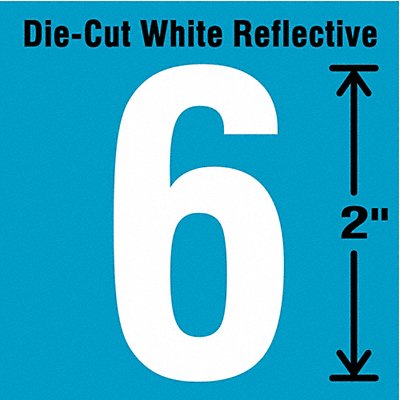 STRANCO INC DWR265 Die-Cut Reflective Number Label 6 2In H PK5