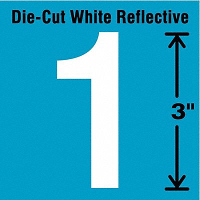 STRANCO INC DWR315 Die-Cut Reflective Number Label 1 3In H PK5