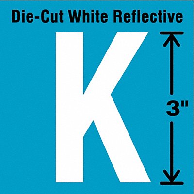 STRANCO INC DWR3K5 Die-Cut Reflective Letter Label K 3In H PK5