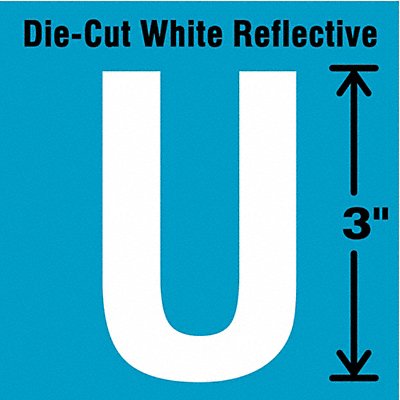 STRANCO INC DWR3U5 Die-Cut Reflective Letter Label U 3In H PK5