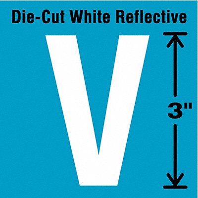 STRANCO INC DWR3V5 Die-Cut Reflective Letter Label V 3In H PK5