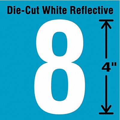 STRANCO INC DWR485 H3433 Die-Cut Reflective Number Label 8 4In H PK5